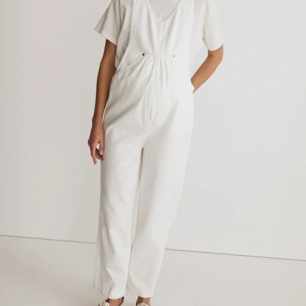 Madewell White Maternity Kangaroo Jumpsuit